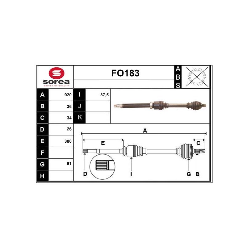 Cardan Arbre de Transmission Avant Droit Pour Ford C-Max Focus II 1599062