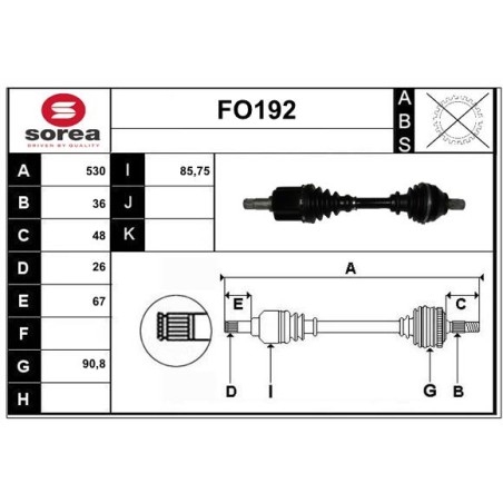 Cardan Arbre de Transmission avant Gauche Pour Ford Focus II 1477842
