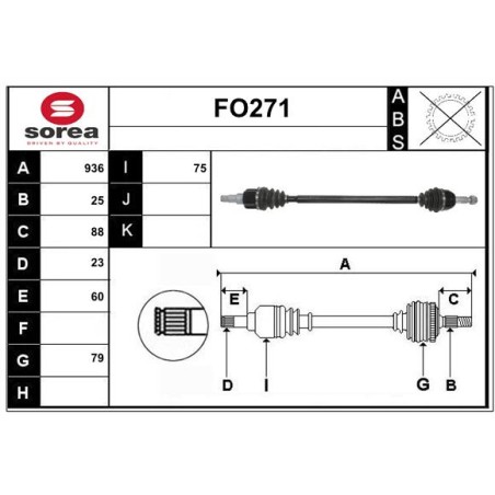 Cardan Arbre de Transmission Pour Ford Fiesta VII 202978 2112441 2127966 2182297