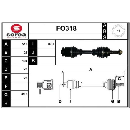 Cardan Arbre de Transmission avant Gauche Pour Ford Ranger Mazda B-Serie