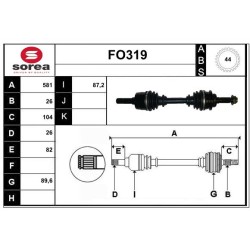 Cardan Arbre de Transmission Avant Droit Pour Ford Ranger Mazda B-Serie 1328094