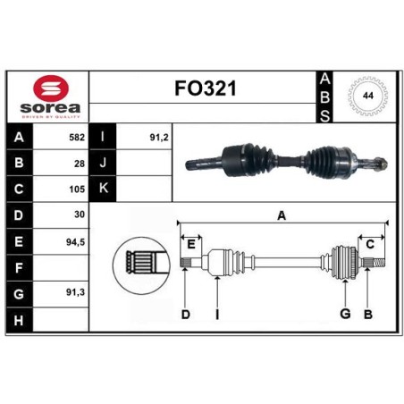 Cardan Arbre de Transmission Avant Droit Pour Ford Ranger Mazda BT-50 Pick-up