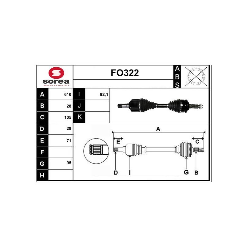 Cardan Arbre de Transmission Pour Ford Ranger 1749219 2039605 2124799 5345953