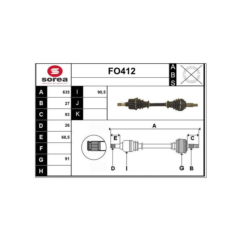 Cardan Arbre de Transmission avant Gauche Pour Ford Mondeo III 1214375 1328339