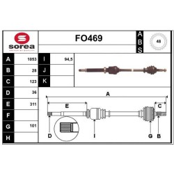 Cardan Arbre de Transmission Avant Droit Pour Ford Transit 1495672 1496579
