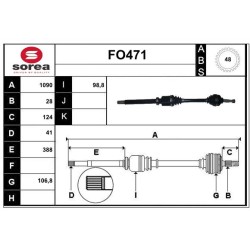Cardan Arbre de Transmission Avant Droit Pour Ford Transit 1512911 1782555