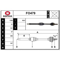 Cardan Arbre de Transmission Pour Ford Tourneo Transit GK213B436CC KK213B436CC