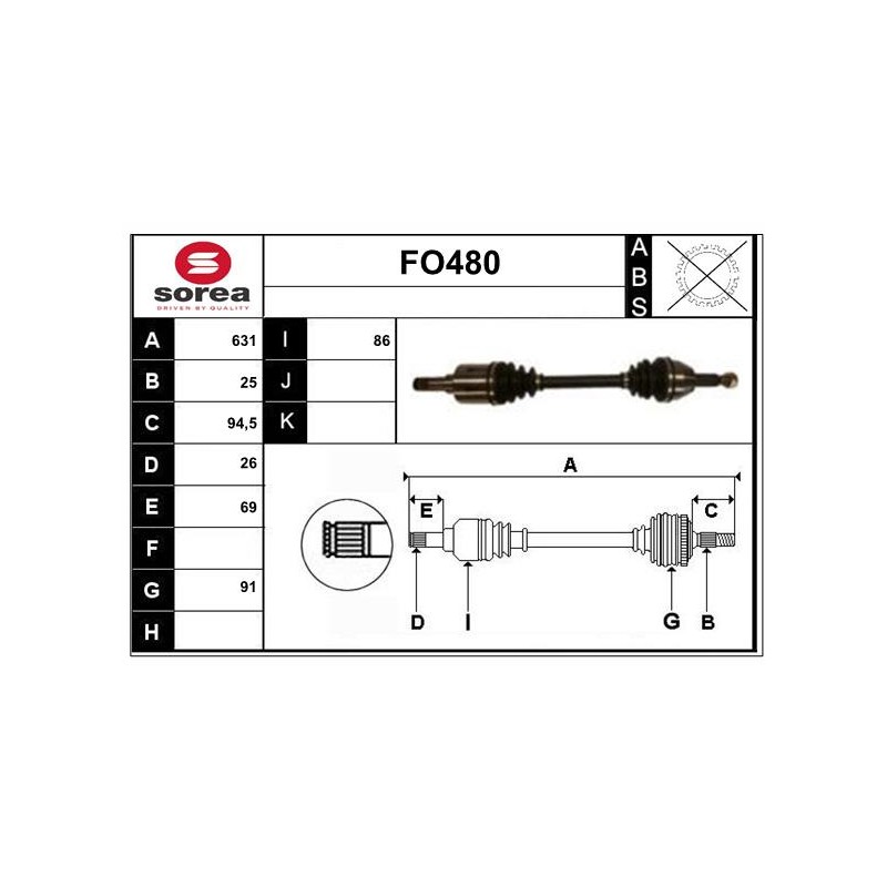 Cardan Arbre de Transmission avant Gauche Pour Ford Tourneo Transit 1328365