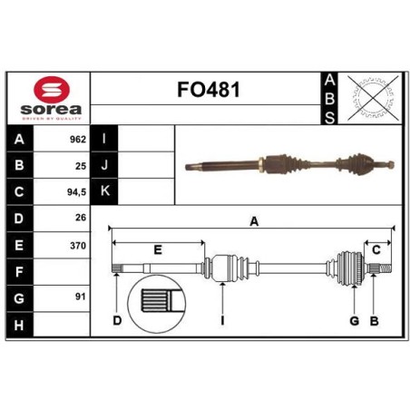 Cardan Arbre de Transmission Avant Droit Pour Ford Tourneo Transit 1328363