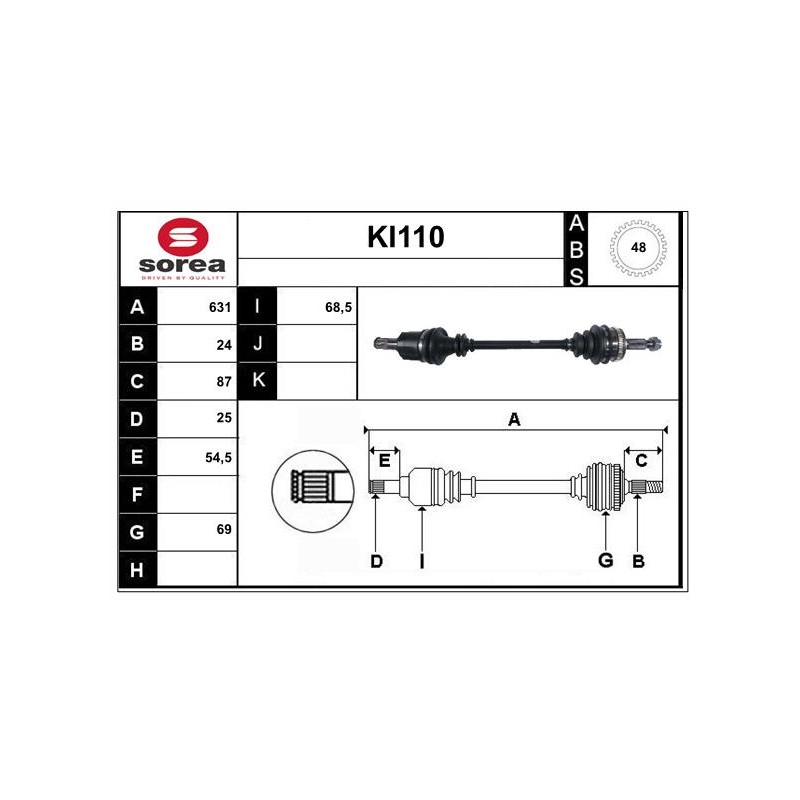 Cardan Arbre de Transmission avant Gauche Pour Kia Picanto 4950007000 4950007010