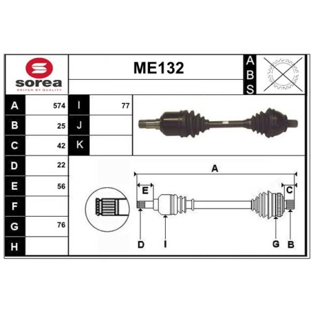 Cardan Arbre de Transmission avant Gauche Pour MERCEDES Classe A B