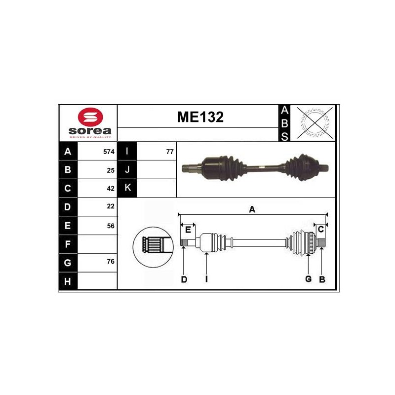 Cardan Arbre de Transmission avant Gauche Pour MERCEDES Classe A B
