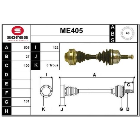 Cardan Arbre de Transmission Avant Pour MERCEDES Classe V Vito