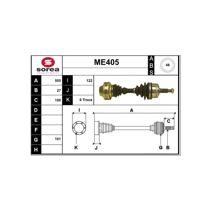 Cardan Arbre de Transmission Avant Pour MERCEDES Classe V Vito