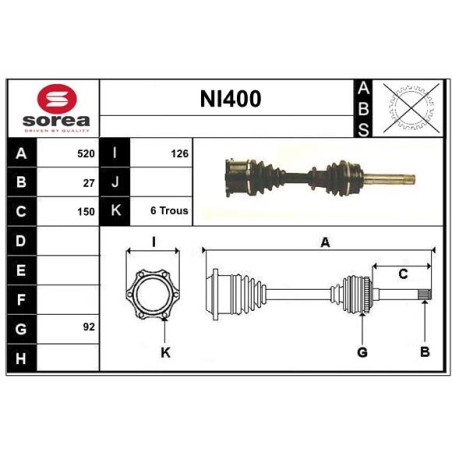Cardan Arbre de Transmission Avant Pour Ford Maverick Nissan Terrano I II Van