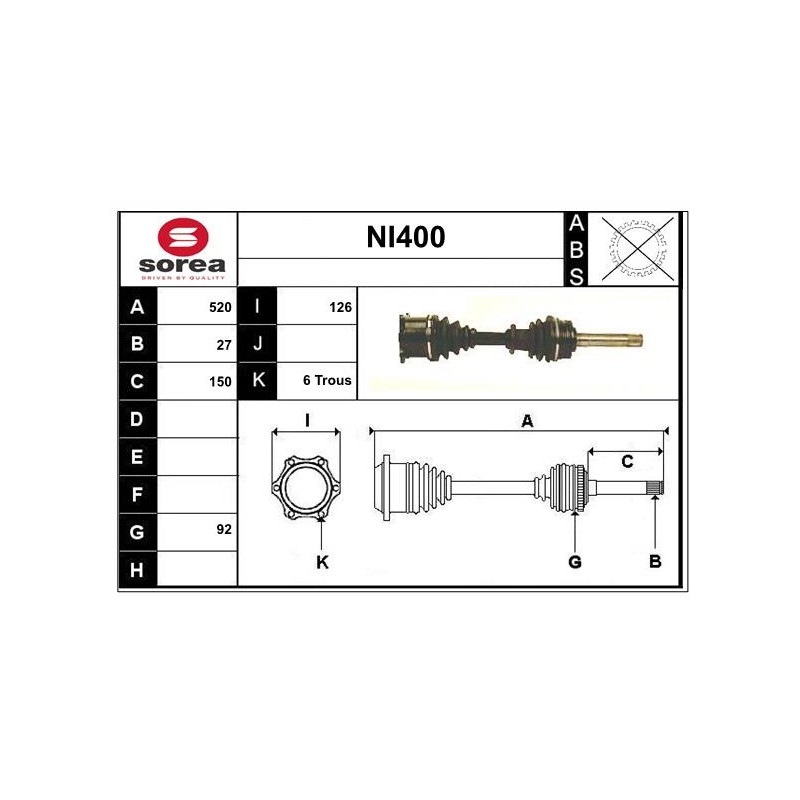 Cardan Arbre de Transmission Avant Pour Ford Maverick Nissan Terrano I II Van