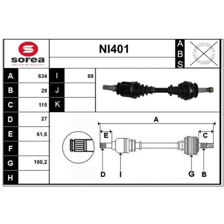 Cardan Arbre de Transmission Avant Pour Nissan NP300 Navara 39100EB310
