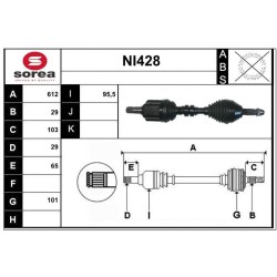 Cardan Arbre de Transmission avant Gauche Pour Renault Koleos I Nissan