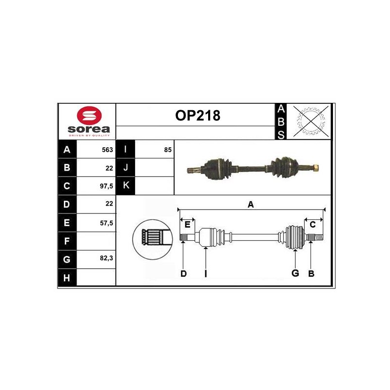 Cardan Arbre de Transmission avant Gauche Pour Opel Corsa B C Tigra 374039