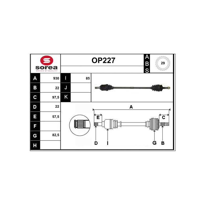 Cardan Arbre de Transmission Avant Droit Pour Opel Corsa B C Meriva A Tigra
