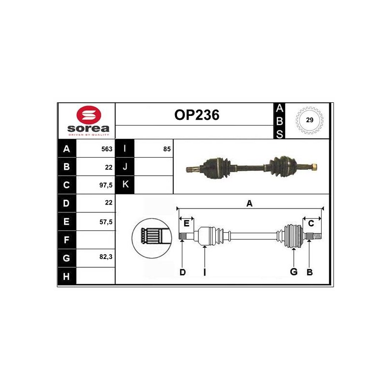 Cardan Arbre de Transmission avant Gauche Pour Opel Corsa B C Tigra 26029828