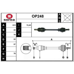 Cardan Arbre de Transmission avant Gauche Pour Opel Adam Corsa C D E 13248675