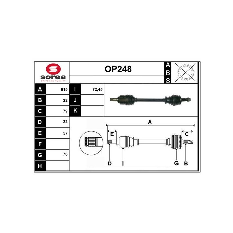 Cardan Arbre de Transmission avant Gauche Pour Opel Adam Corsa C D E 13248675
