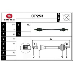 Cardan Arbre de Transmission Avant Droit Pour Opel Corsa D 374793 374872 374995