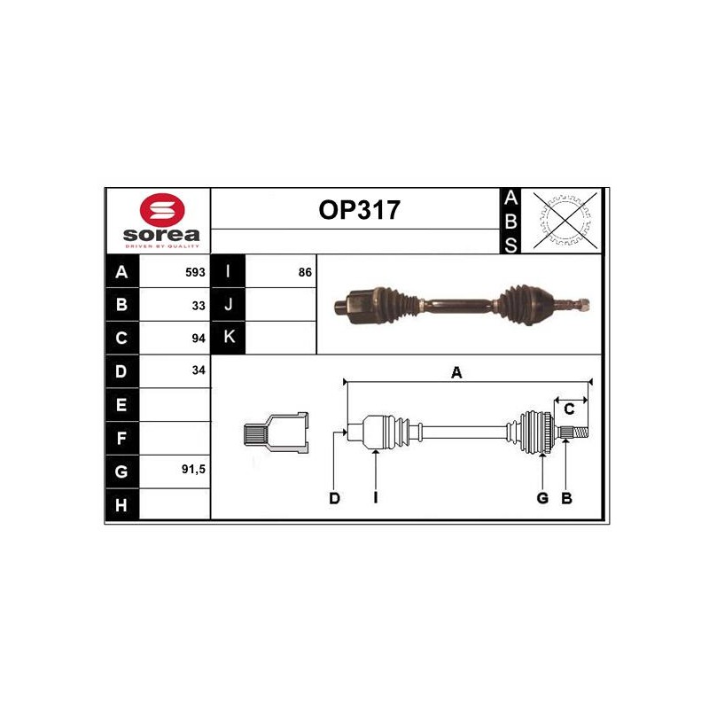 Cardan Arbre de Transmission Avant Droit Pour Opel Astra H Zafira B 13245911