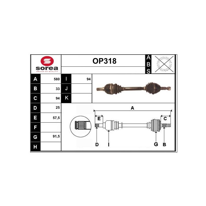 Cardan Arbre de Transmission avant Gauche Pour Opel Astra H Zafira B 374802