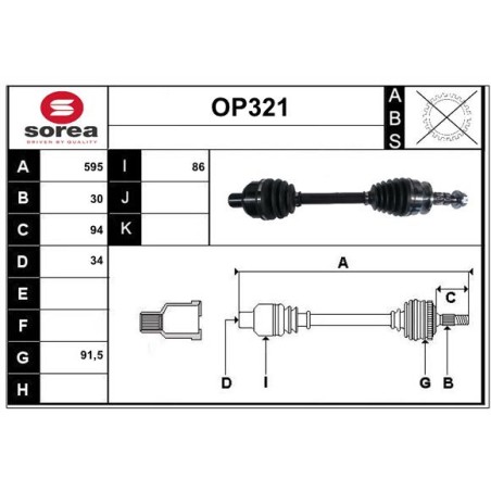 Cardan Arbre de Transmission Avant Droit Pour Opel Astra H Zafira B Family