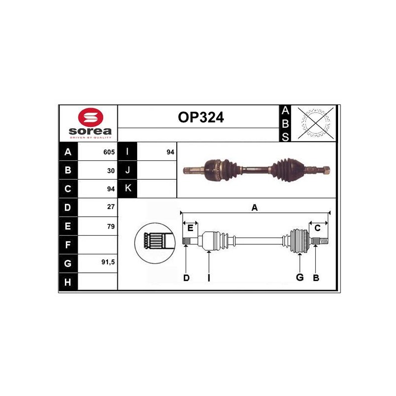 Cardan Arbre de Transmission Avant Pour Opel Signum Vectra C Saab 9-3 9-Mar