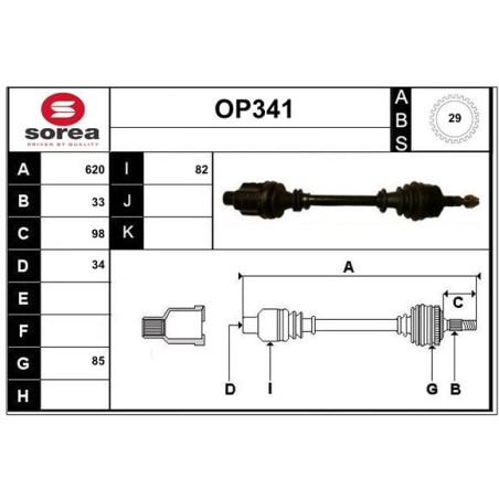 Cardan Arbre de Transmission Avant Droit Pour Opel Meriva A Vauxhall 13159533