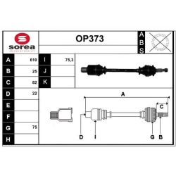 Cardan Arbre de Transmission Avant Droit Pour Opel Agila (B) Suzuki Splash