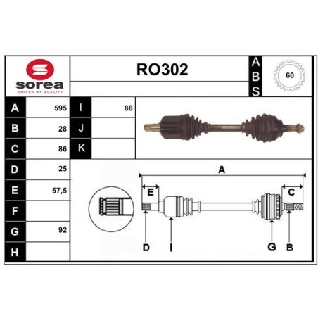 Cardan Arbre de Transmission avant Gauche Pour Land Rover Freelander Soft Top