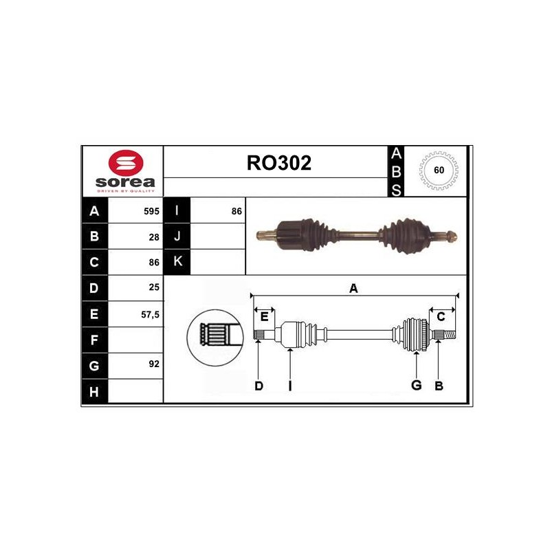 Cardan Arbre de Transmission avant Gauche Pour Land Rover Freelander Soft Top