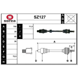 Cardan Arbre de Transmission Pour Fiat Sedici Suzuki SX4 4410179J21 4410179JC0