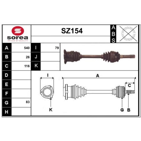 Cardan Arbre de Transmission avant Gauche Pour Suzuki 4410254J00000 4410267D00