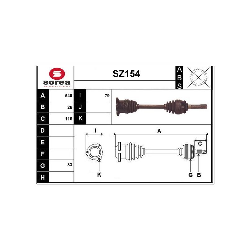 Cardan Arbre de Transmission avant Gauche Pour Suzuki 4410254J00000 4410267D00
