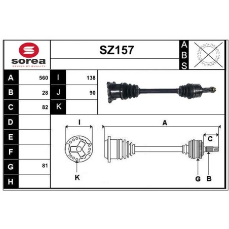 Cardan Arbre de Transmission Avant Droit Pour Suzuki 4410278K00000