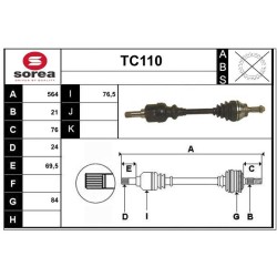Cardan Arbre de Transmission avant Gauche Pour Peugeot 205 - I Citroën C15 Visa