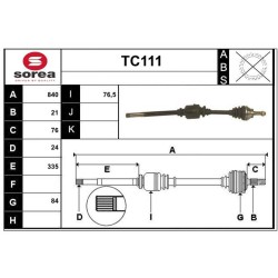 Cardan Arbre de Transmission Avant Droit Pour Peugeot 205 - I Citroën C15 Visa