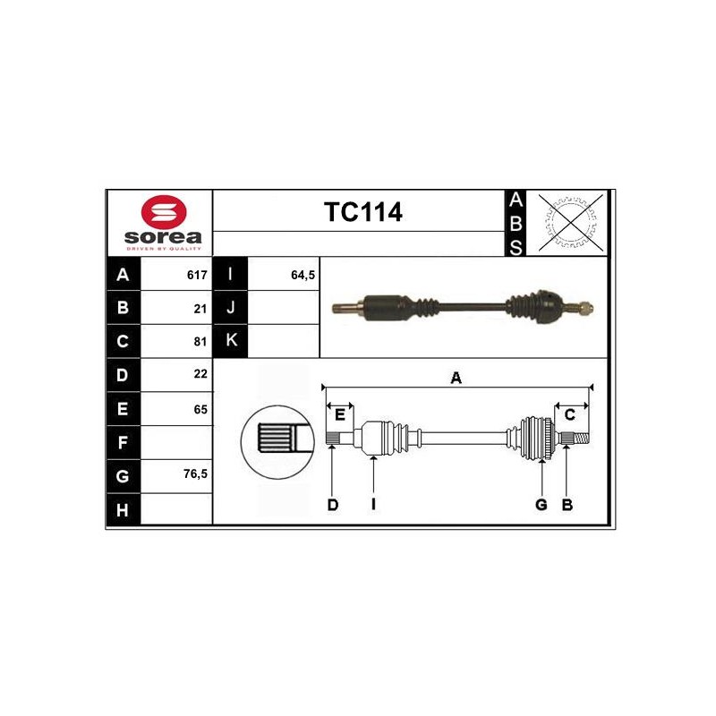 Cardan Arbre de Transmission avant Gauche Pour Peugeot 106 I II Citroën AX Saxo
