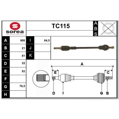 Cardan Arbre de Transmission Avant Droit Pour Peugeot 106 I II Citroën AX Saxo