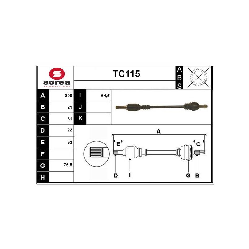 Cardan Arbre de Transmission Avant Droit Pour Peugeot 106 I II Citroën AX Saxo