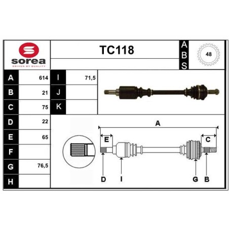 Cardan Arbre de Transmission avant Gauche Pour Peugeot 106 I II Citroën AX Saxo