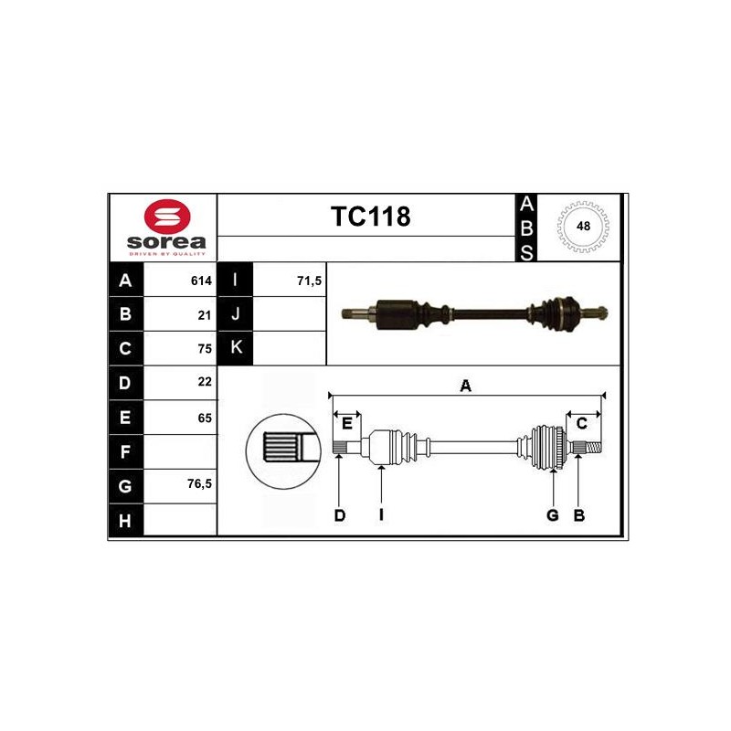 Cardan Arbre de Transmission avant Gauche Pour Peugeot 106 I II Citroën AX Saxo