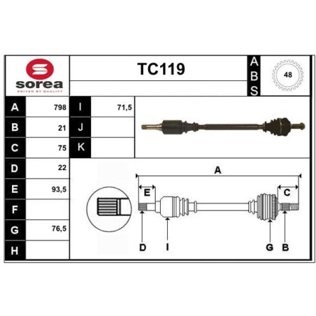 Cardan Arbre de Transmission Avant Droit Pour Peugeot 106 I II Citroën AX Saxo