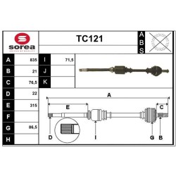 Cardan Arbre de Transmission Avant Droit Pour Peugeot 205 I II Citroën C15