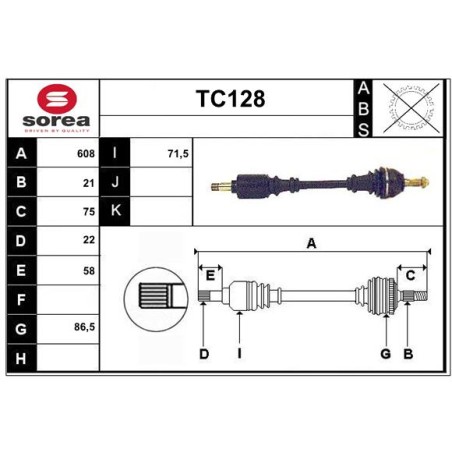 Cardan Arbre de Transmission avant Gauche Pour Peugeot 106 I II Citroën AX Saxo